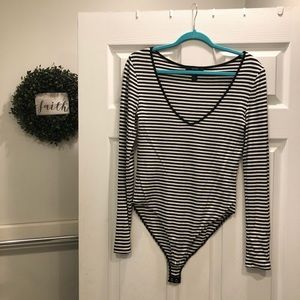Black and White Striped Bodysuit